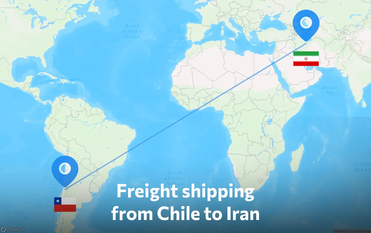 Shipping route from Chile to Iran