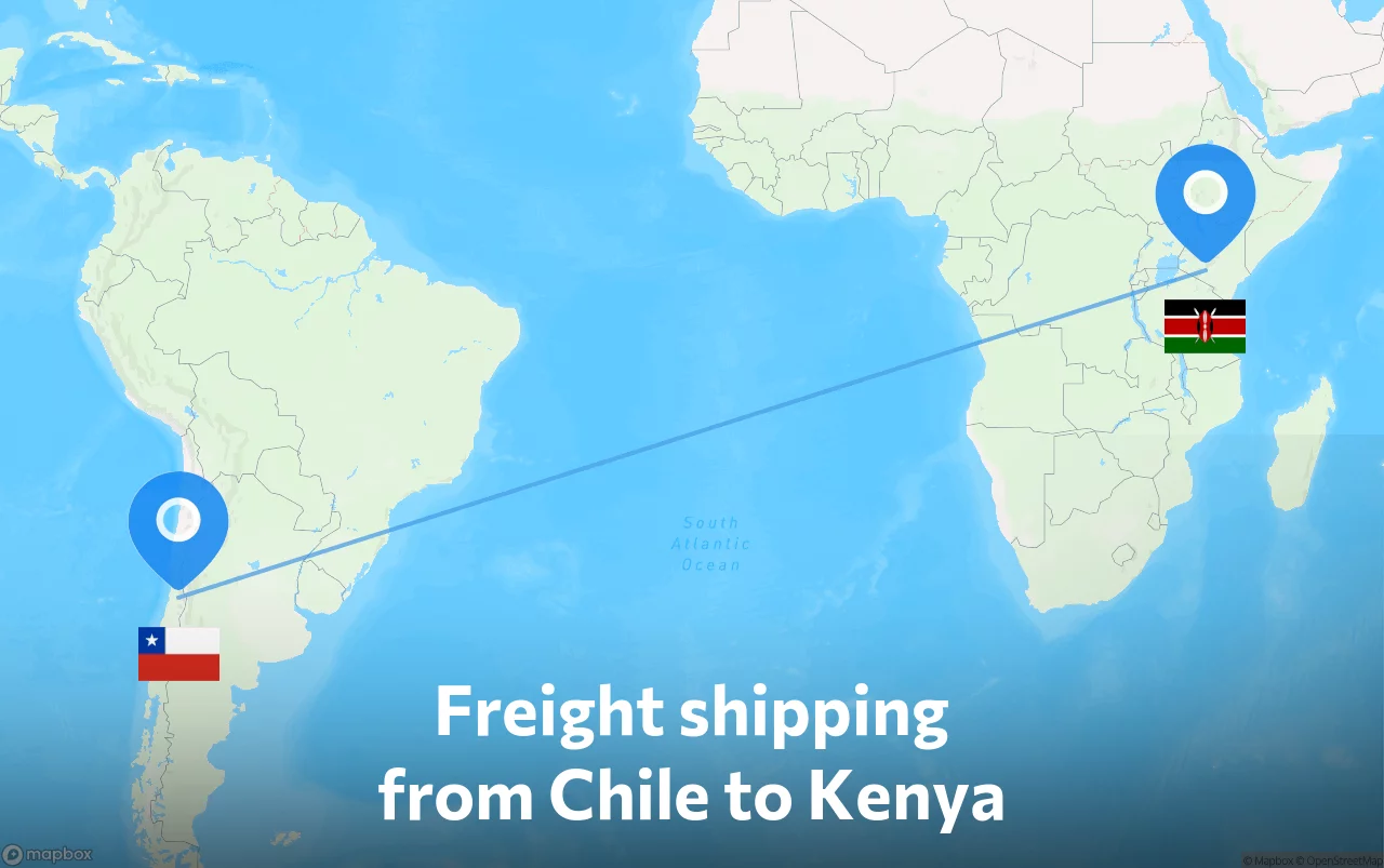 Shipping route from Chile to Kenya