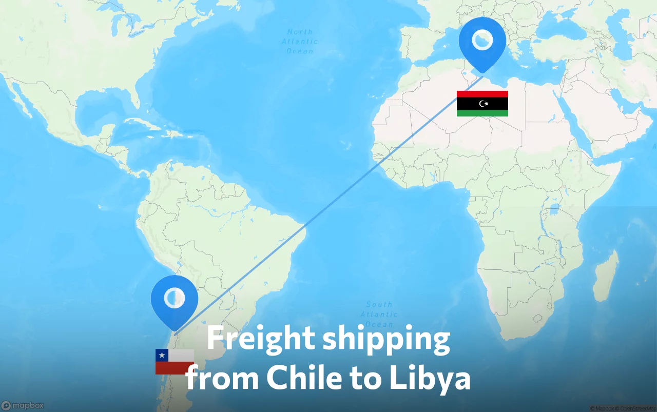 Shipping route from Chile to Libya