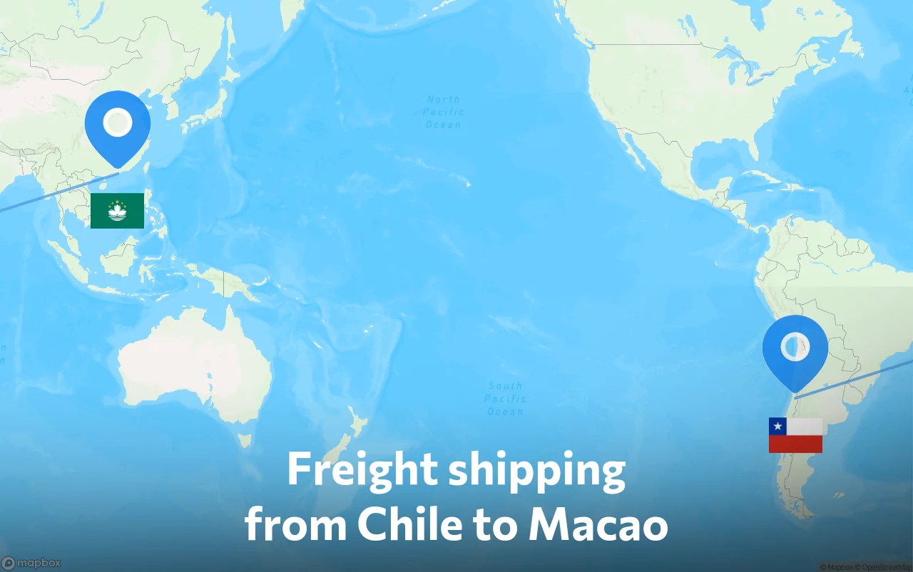 Shipping route from Chile to Macao