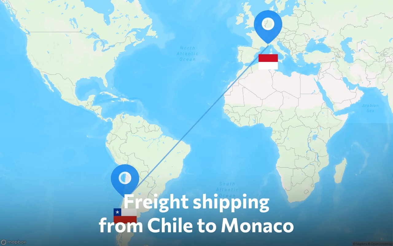 Shipping route from Chile to Monaco
