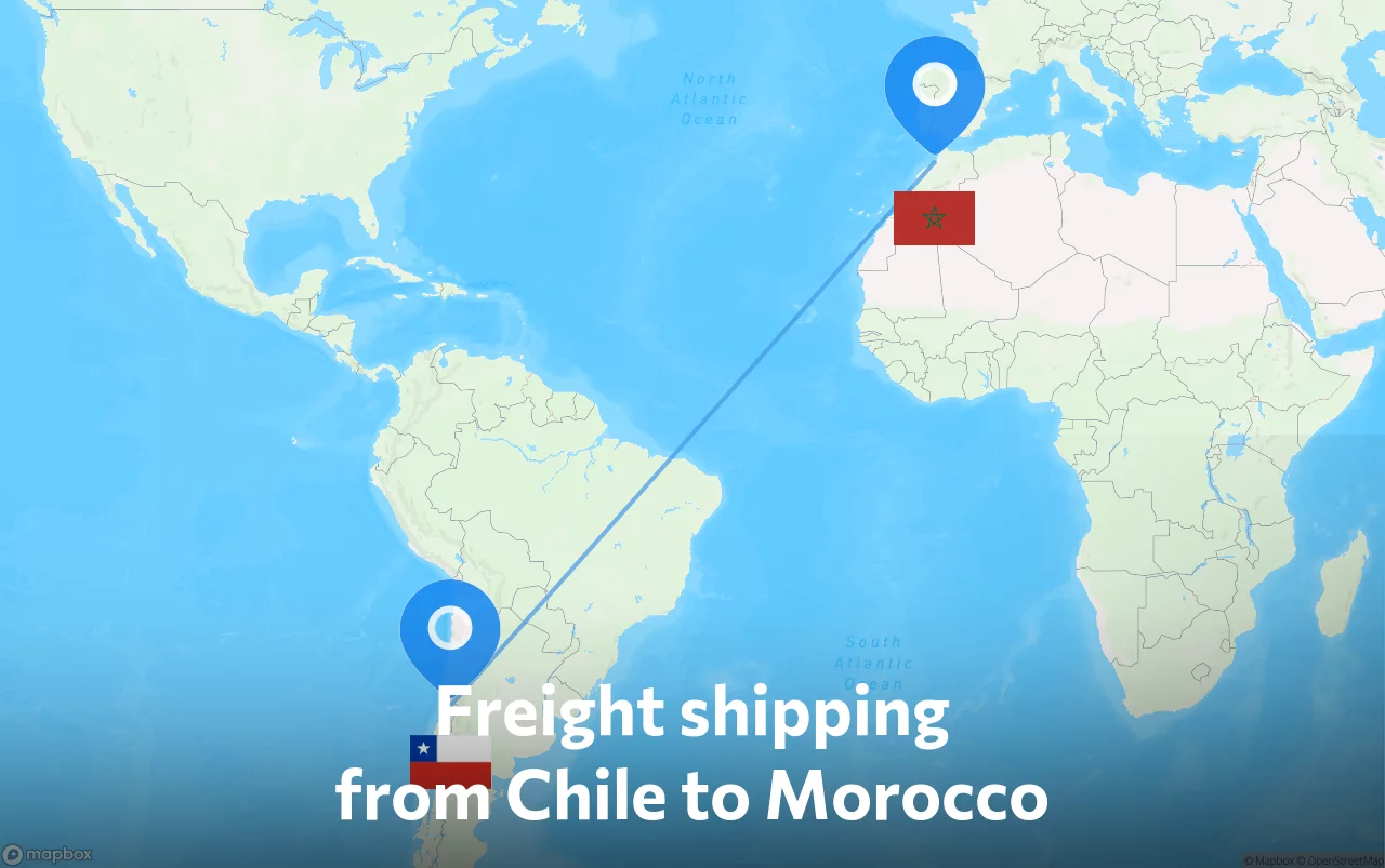 Shipping route from Chile to Morocco
