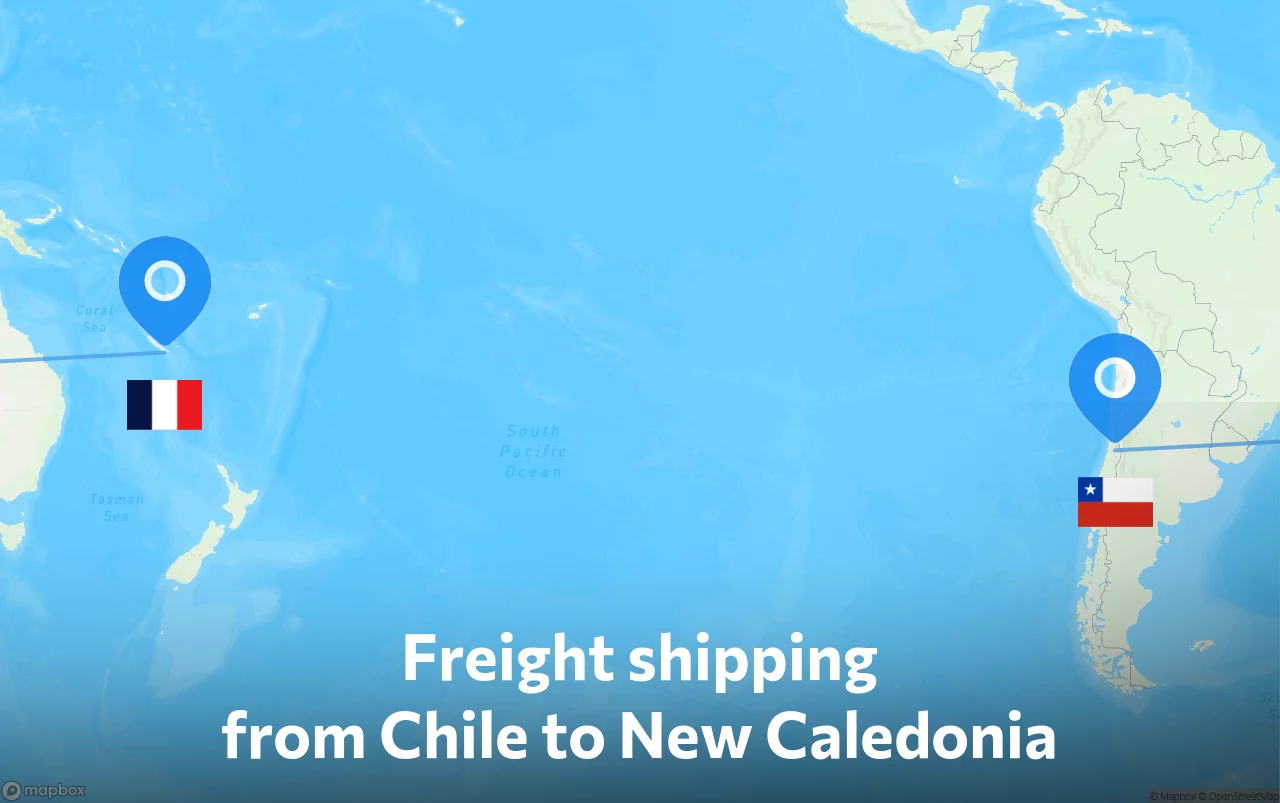 Shipping route from Chile to New Caledonia