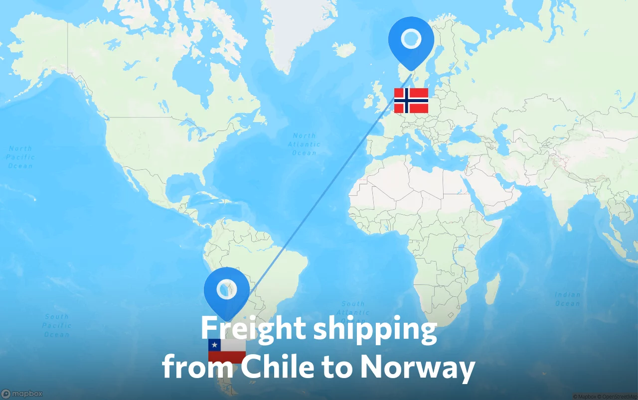 Shipping route from Chile to Norway