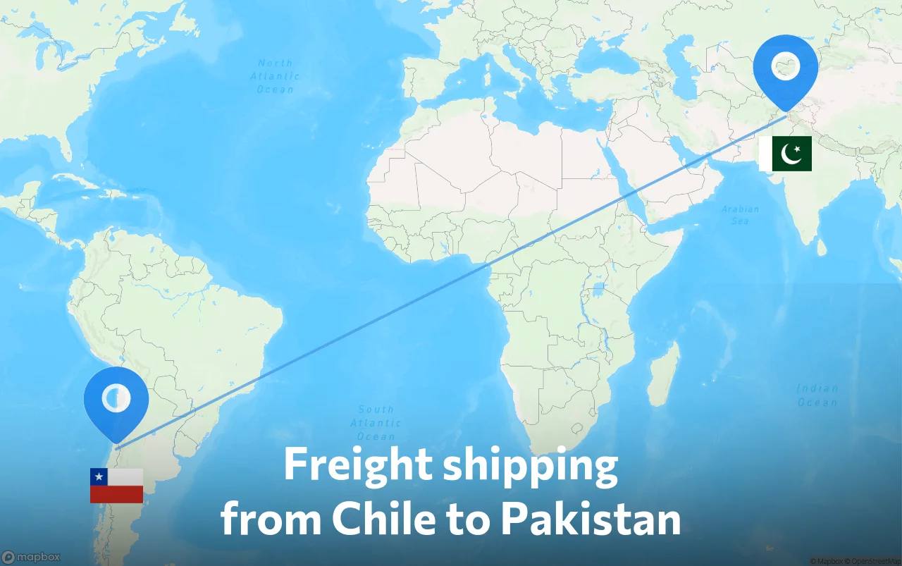 Shipping route from Chile to Pakistan