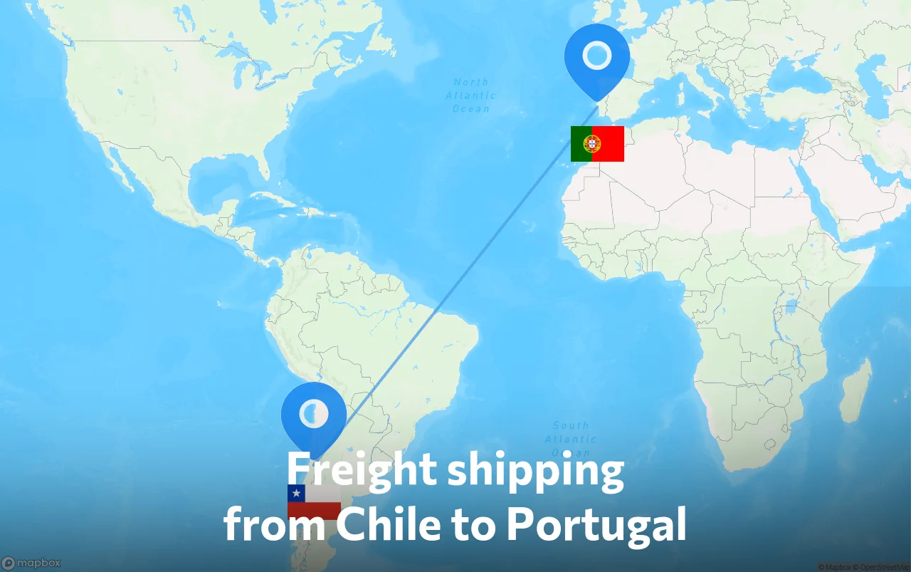 Shipping route from Chile to Portugal