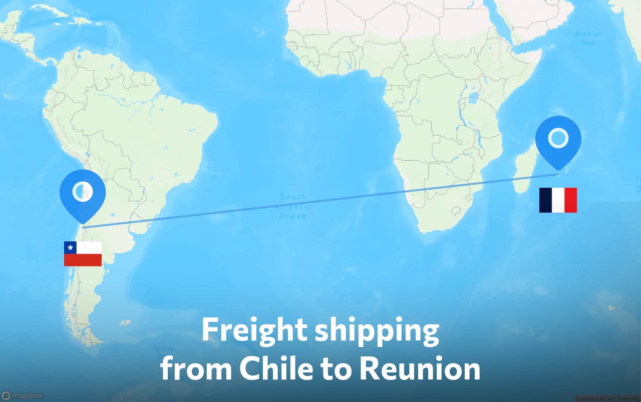 Shipping route from Chile to Reunion