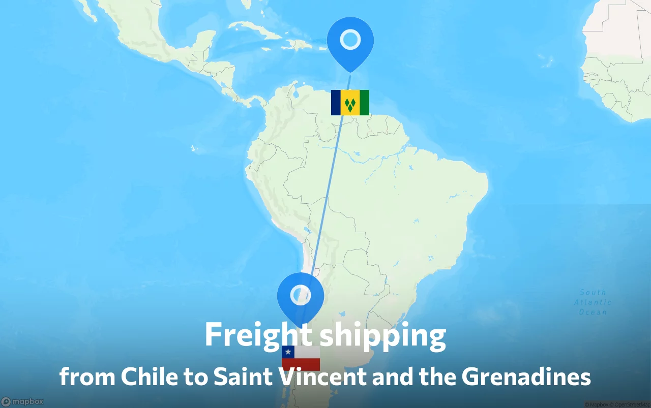 Shipping route from Chile to Saint Vincent and the Grenadines