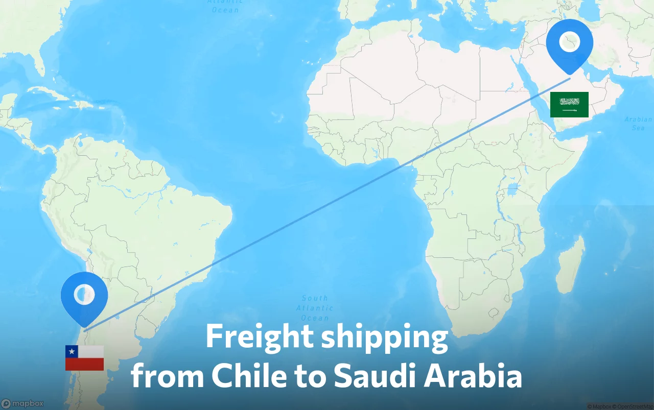 Shipping route from Chile to Saudi Arabia
