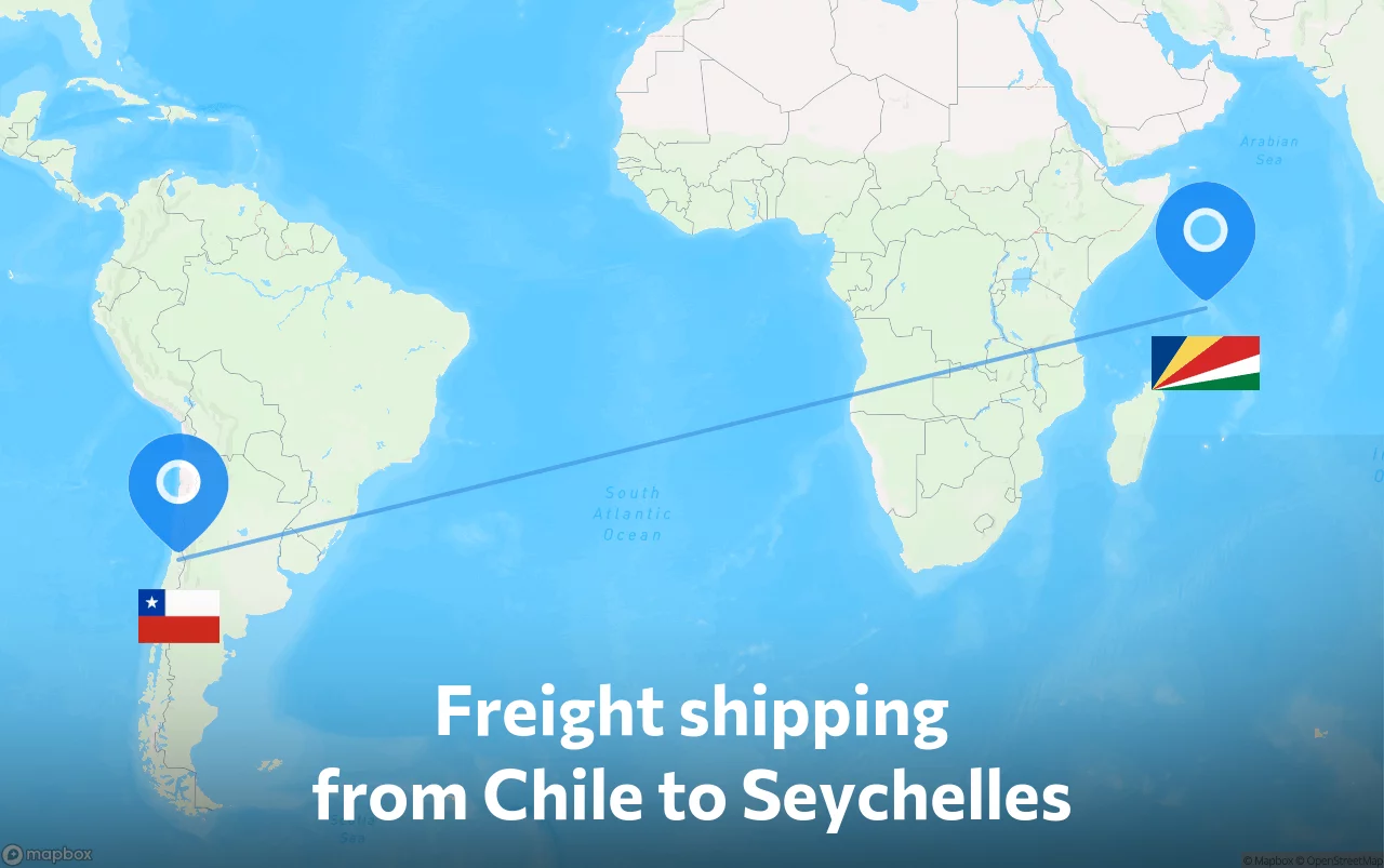 Shipping route from Chile to Seychelles