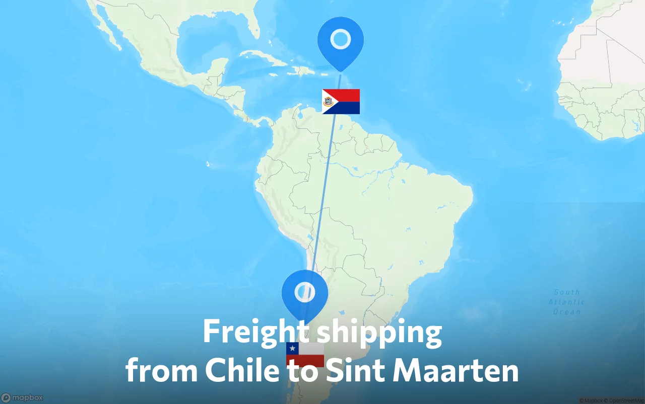 Shipping route from Chile to Sint Maarten