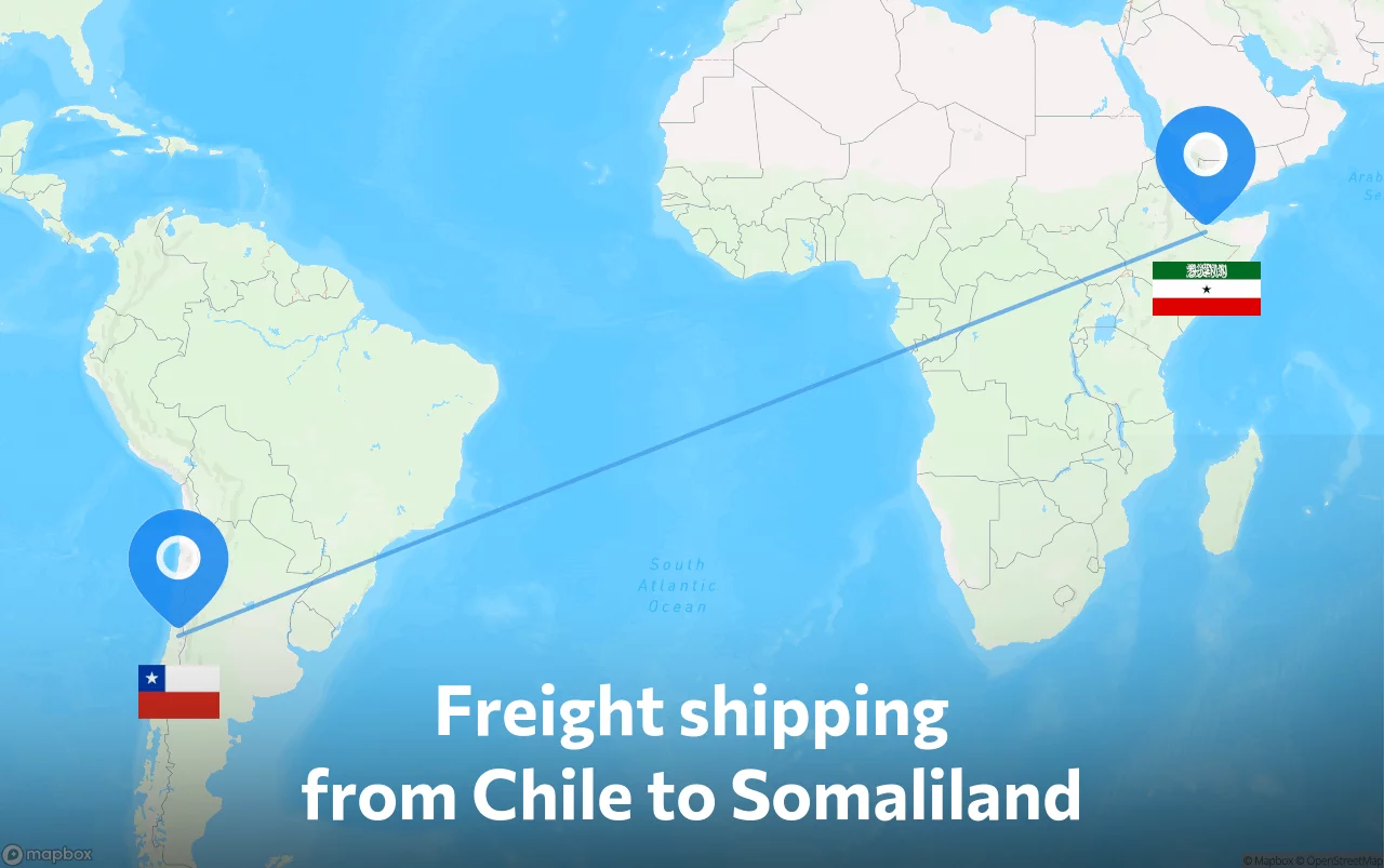 Shipping route from Chile to Somaliland