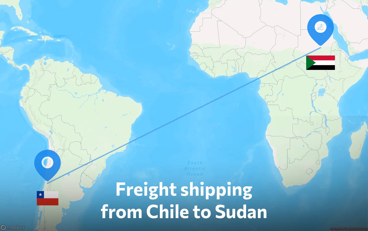 Shipping route from Chile to Sudan