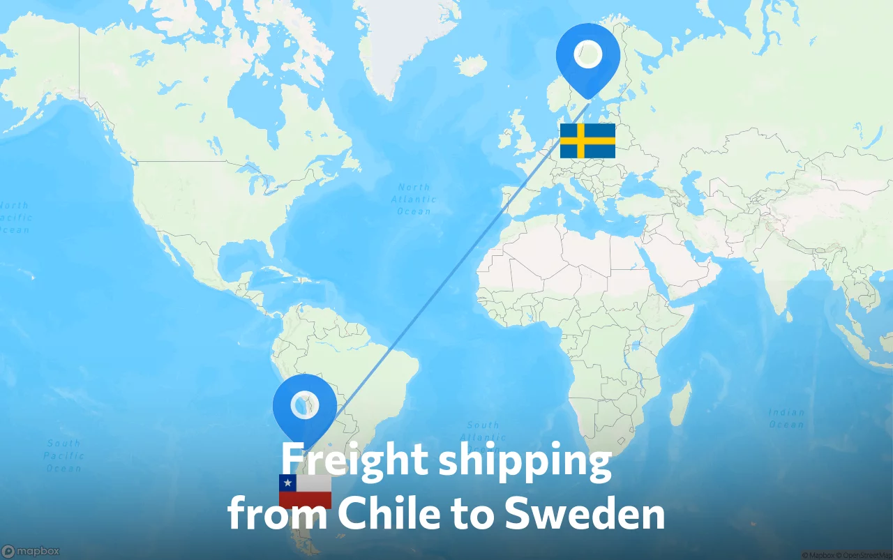 Shipping route from Chile to Sweden