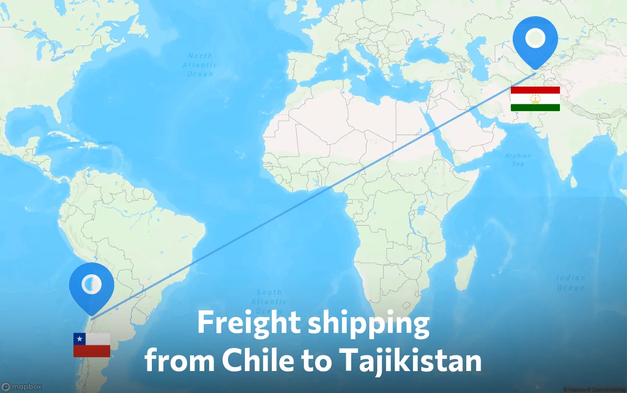 Shipping route from Chile to Tajikistan