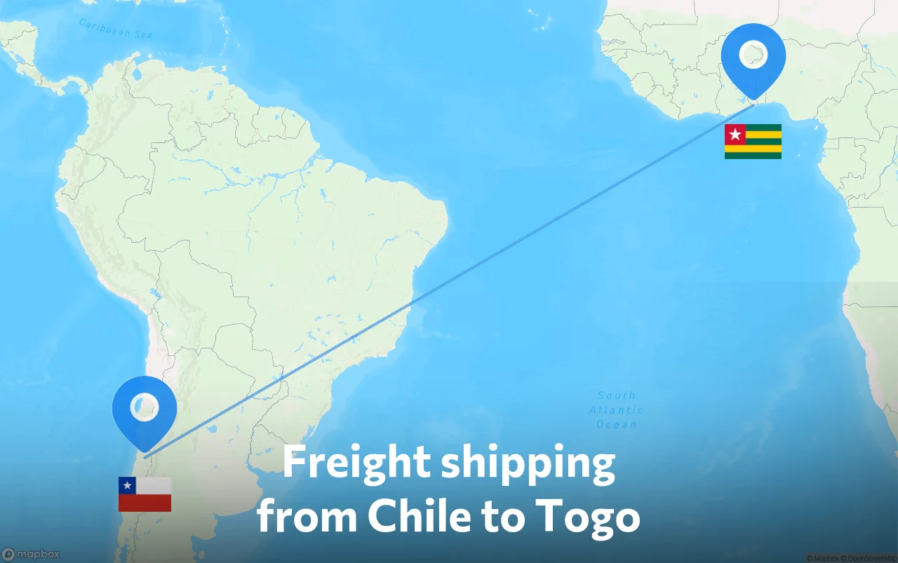 Shipping route from Chile to Togo