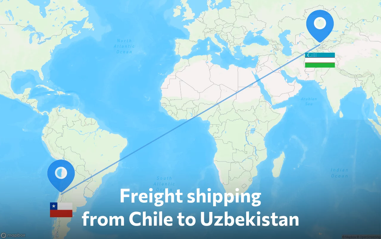 Shipping route from Chile to Uzbekistan