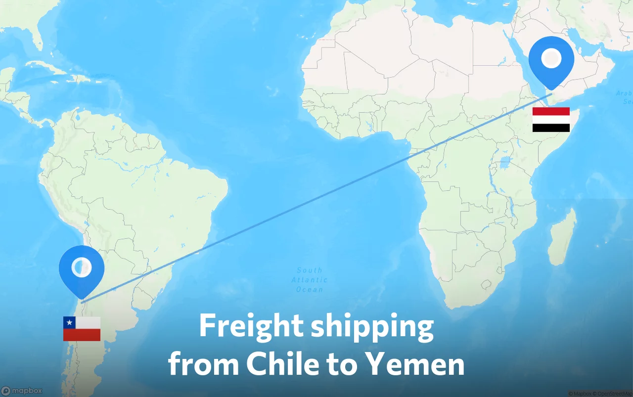 Shipping route from Chile to Yemen
