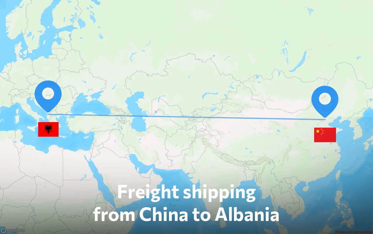 Shipping route from China to Albania