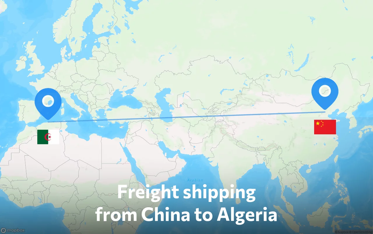 Shipping route from China to Algeria