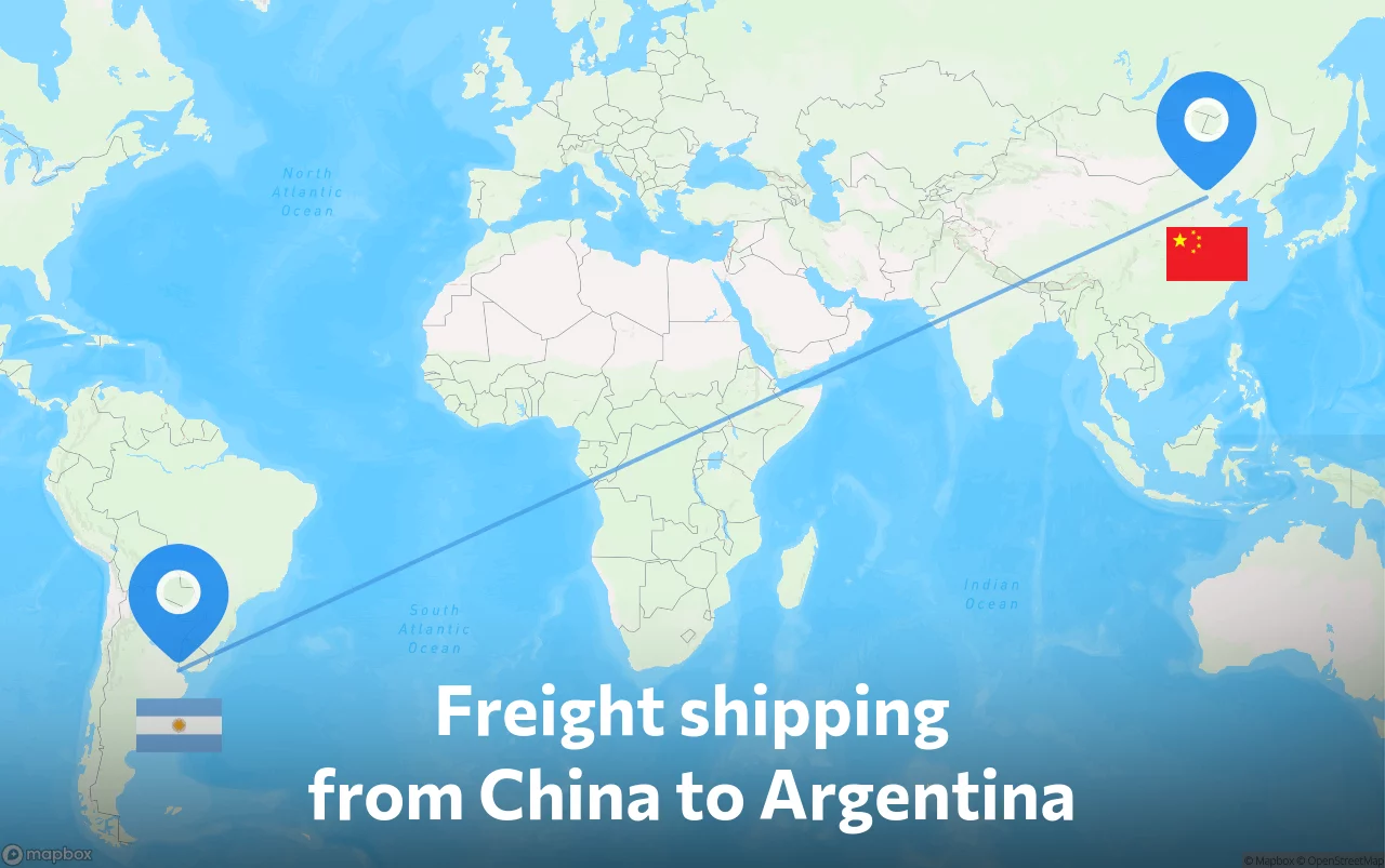 Shipping route from China to Argentina