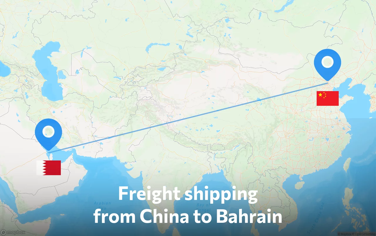 Shipping route from China to Bahrain