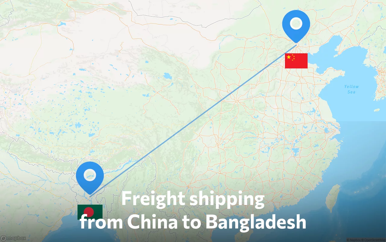 Shipping route from China to Bangladesh
