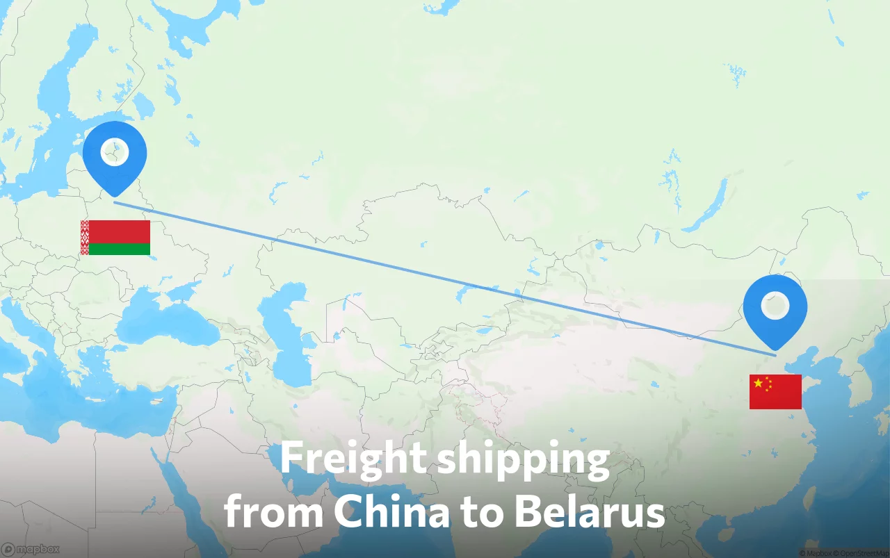 Shipping route from China to Belarus