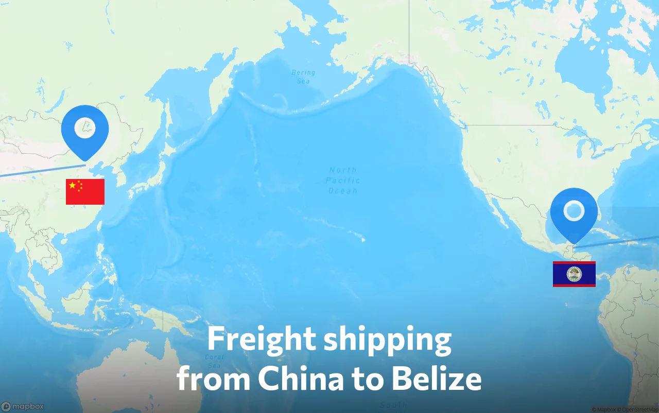 Shipping route from China to Belize