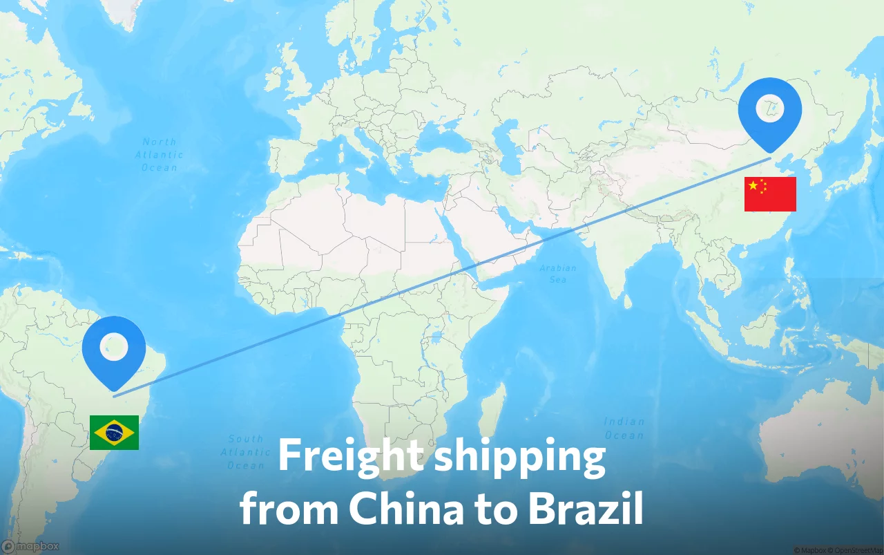 Shipping route from China to Brazil