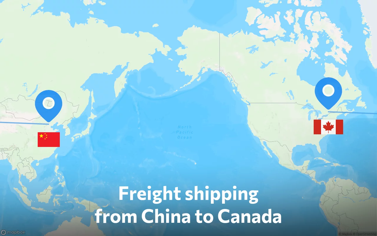 Shipping route from China to Canada