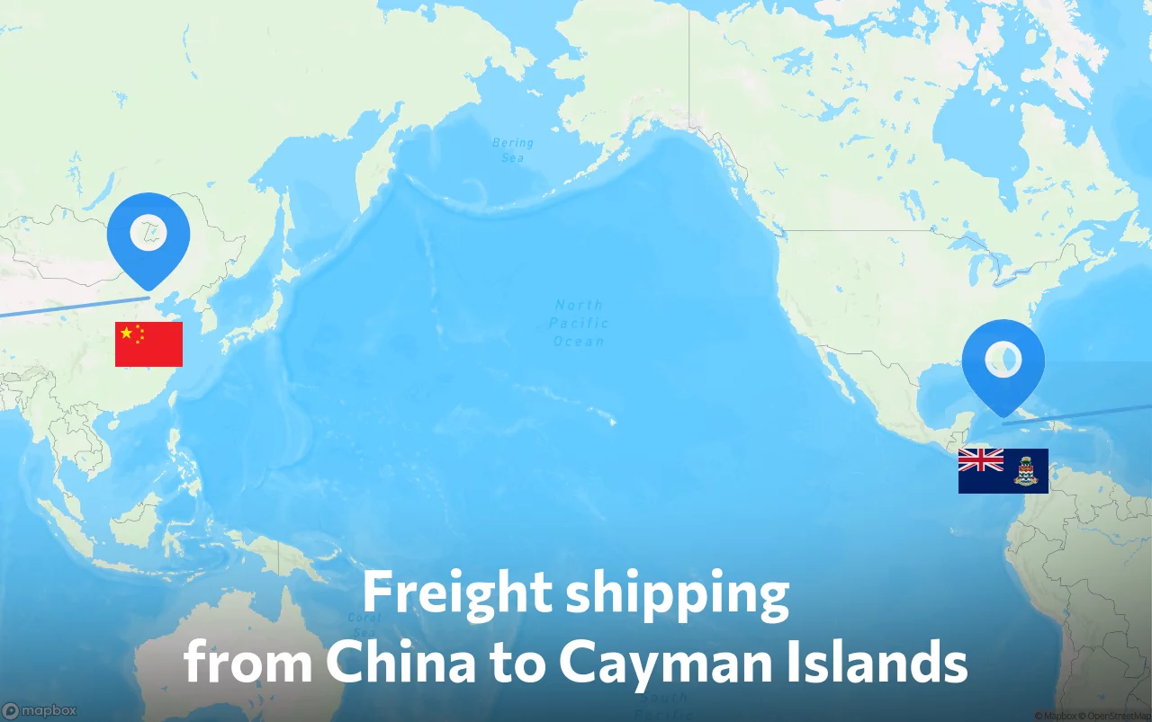 Shipping route from China to Cayman Islands