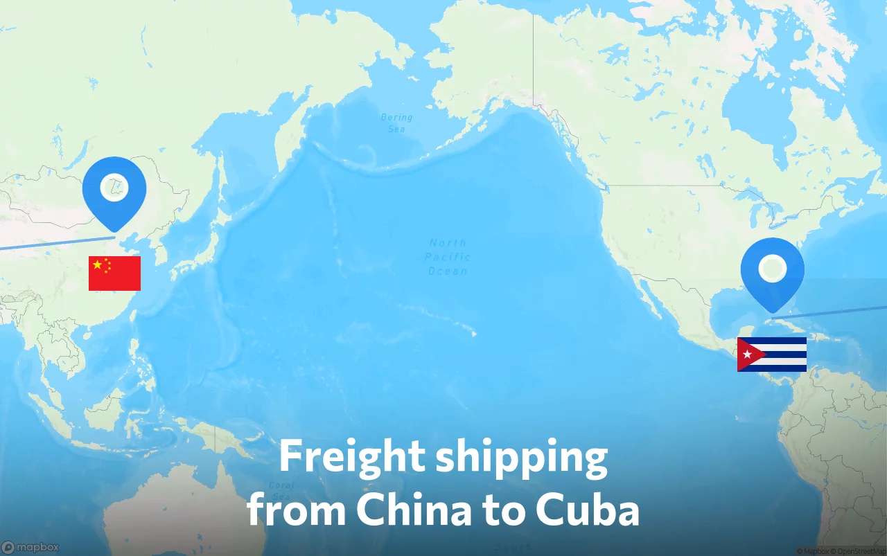 Shipping route from China to Cuba