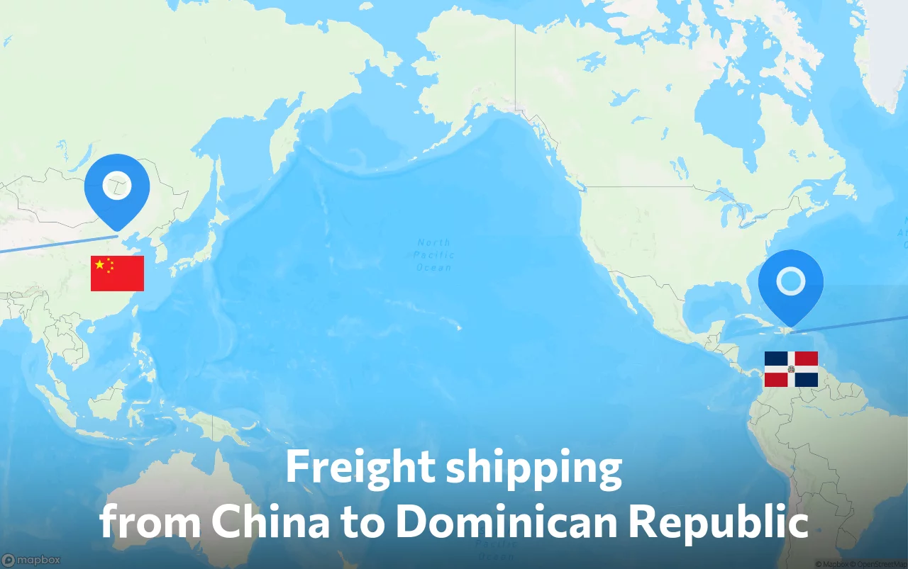 Shipping route from China to Dominican Republic