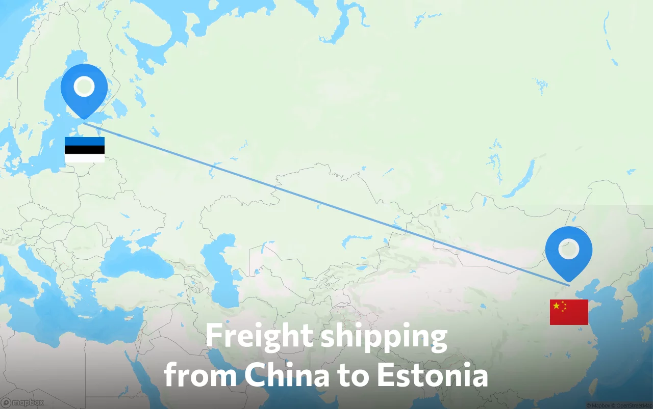 Shipping route from China to Estonia