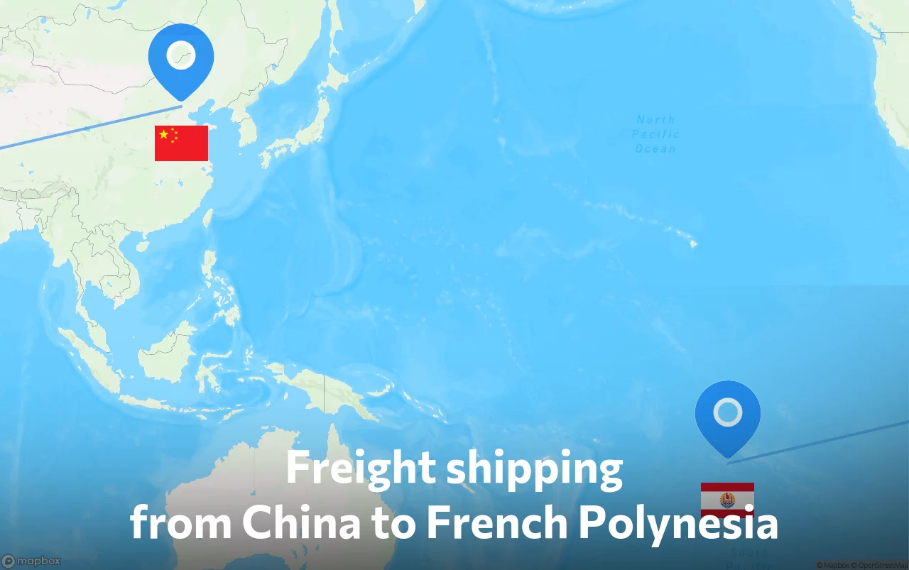 Shipping route from China to French Polynesia