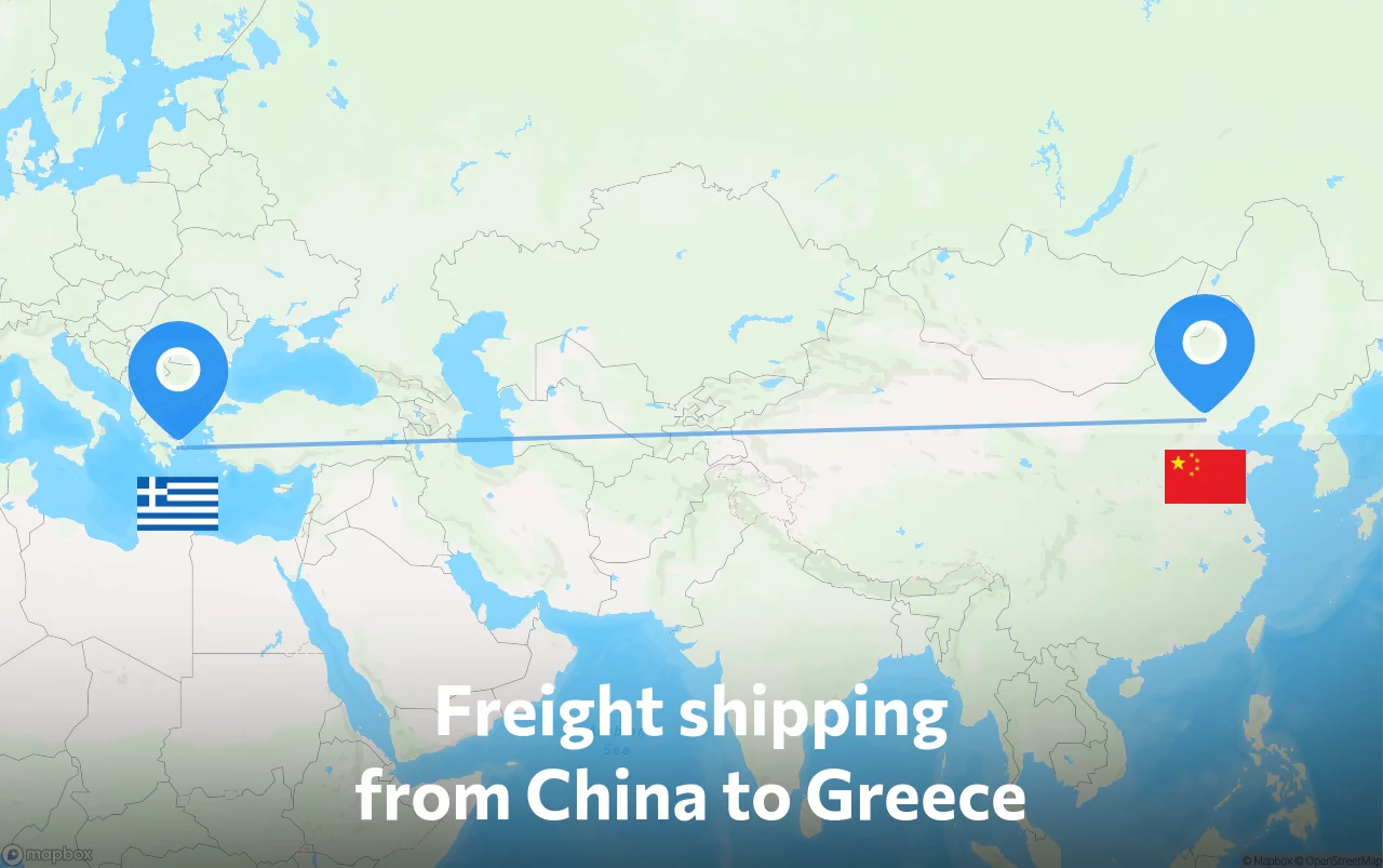Shipping route from China to Greece