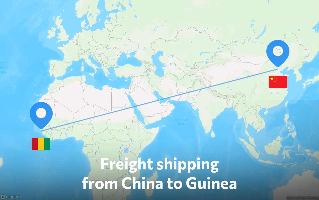 Shipping route from China to Guinea