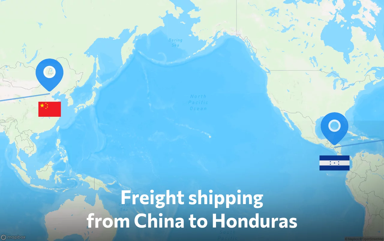 Shipping route from China to Honduras
