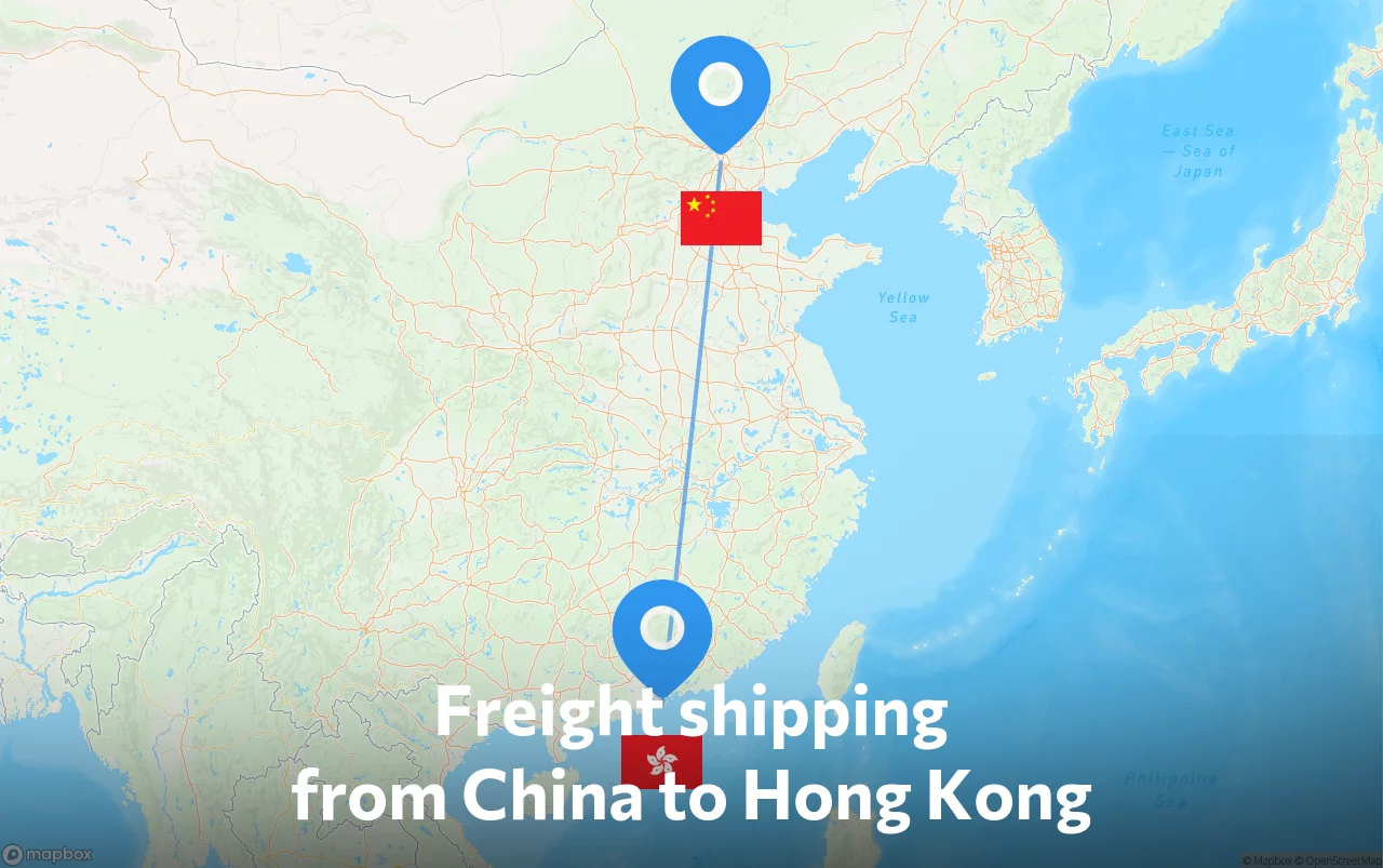 Shipping route from China to Hong Kong