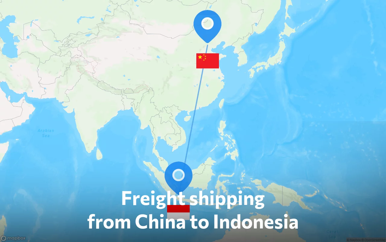 Shipping route from China to Indonesia