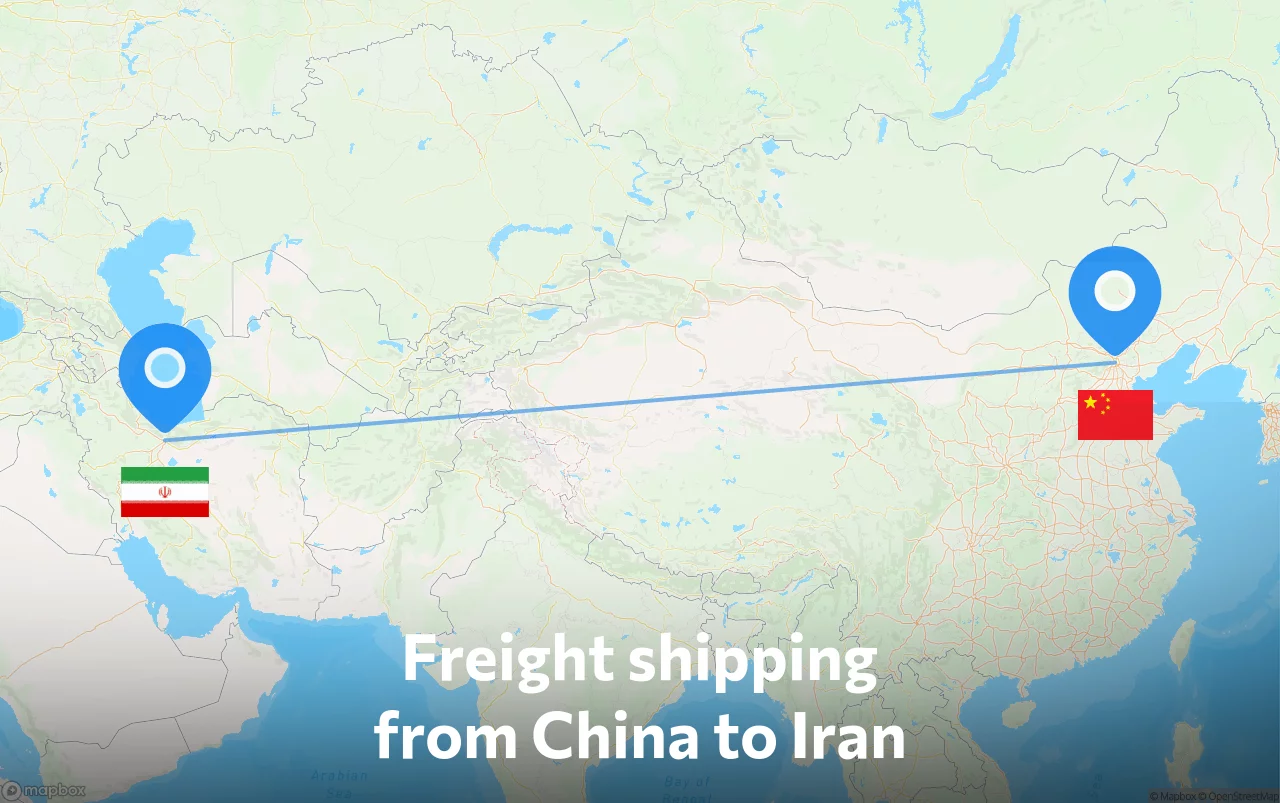 Shipping route from China to Iran