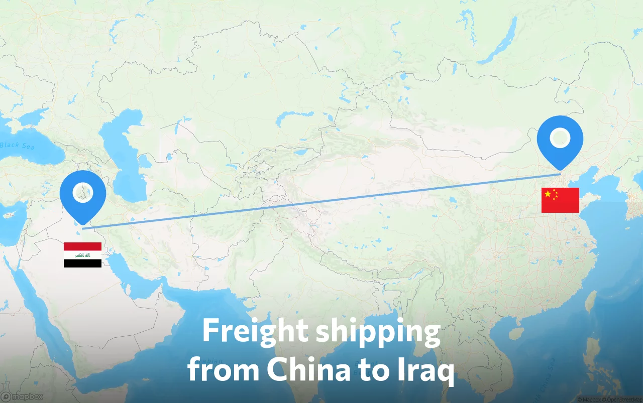 Shipping route from China to Iraq