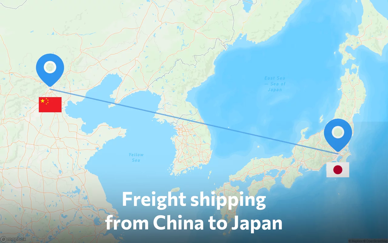 Shipping route from China to Japan