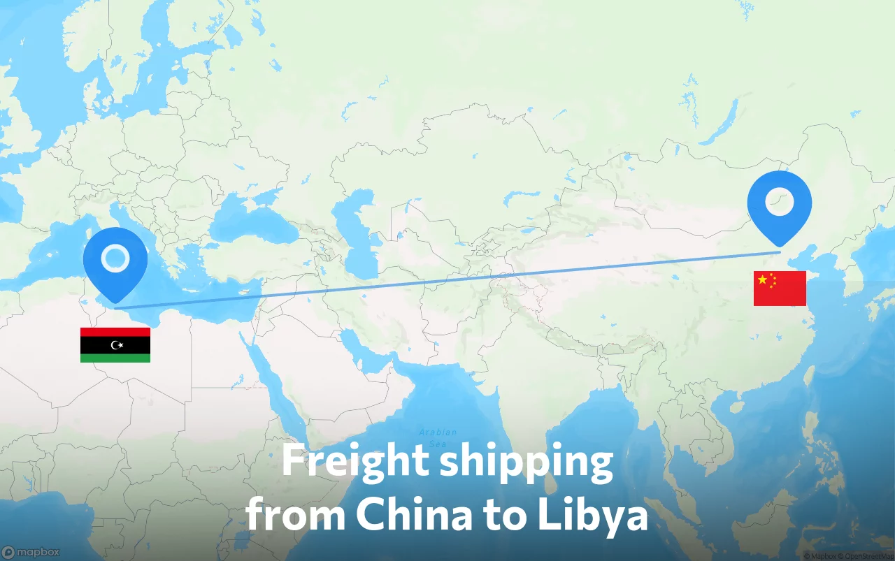 Shipping route from China to Libya