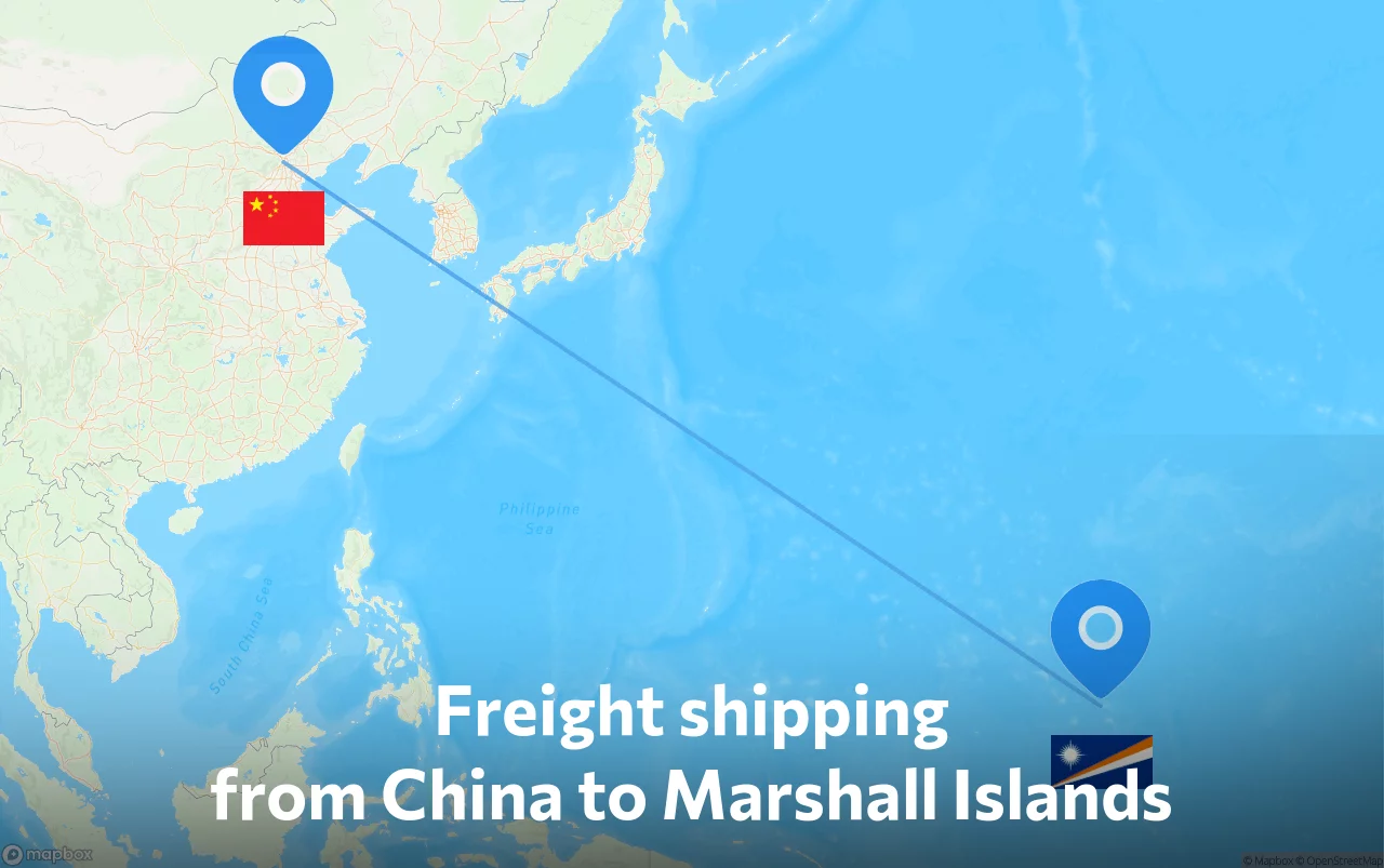 Shipping route from China to Marshall Islands