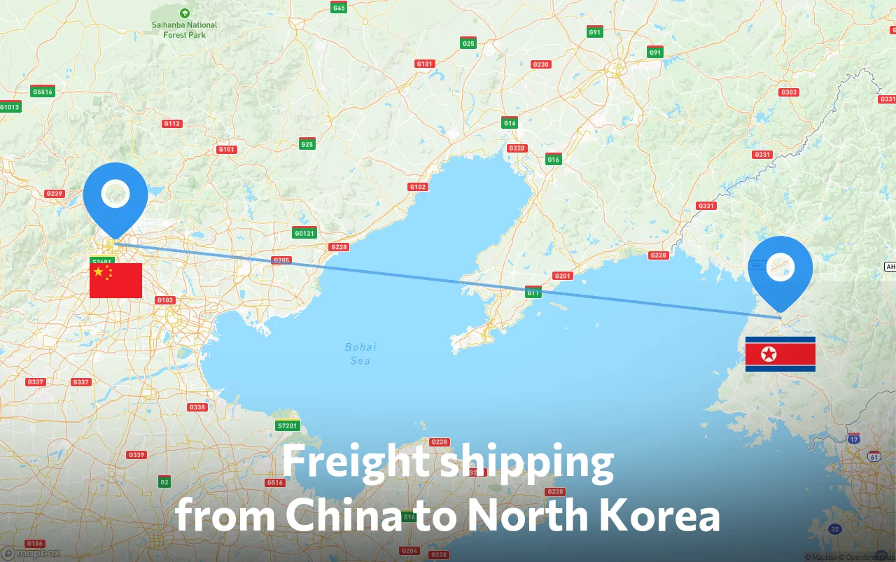 Shipping route from China to North Korea