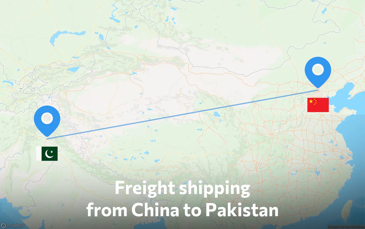 Shipping route from China to Pakistan