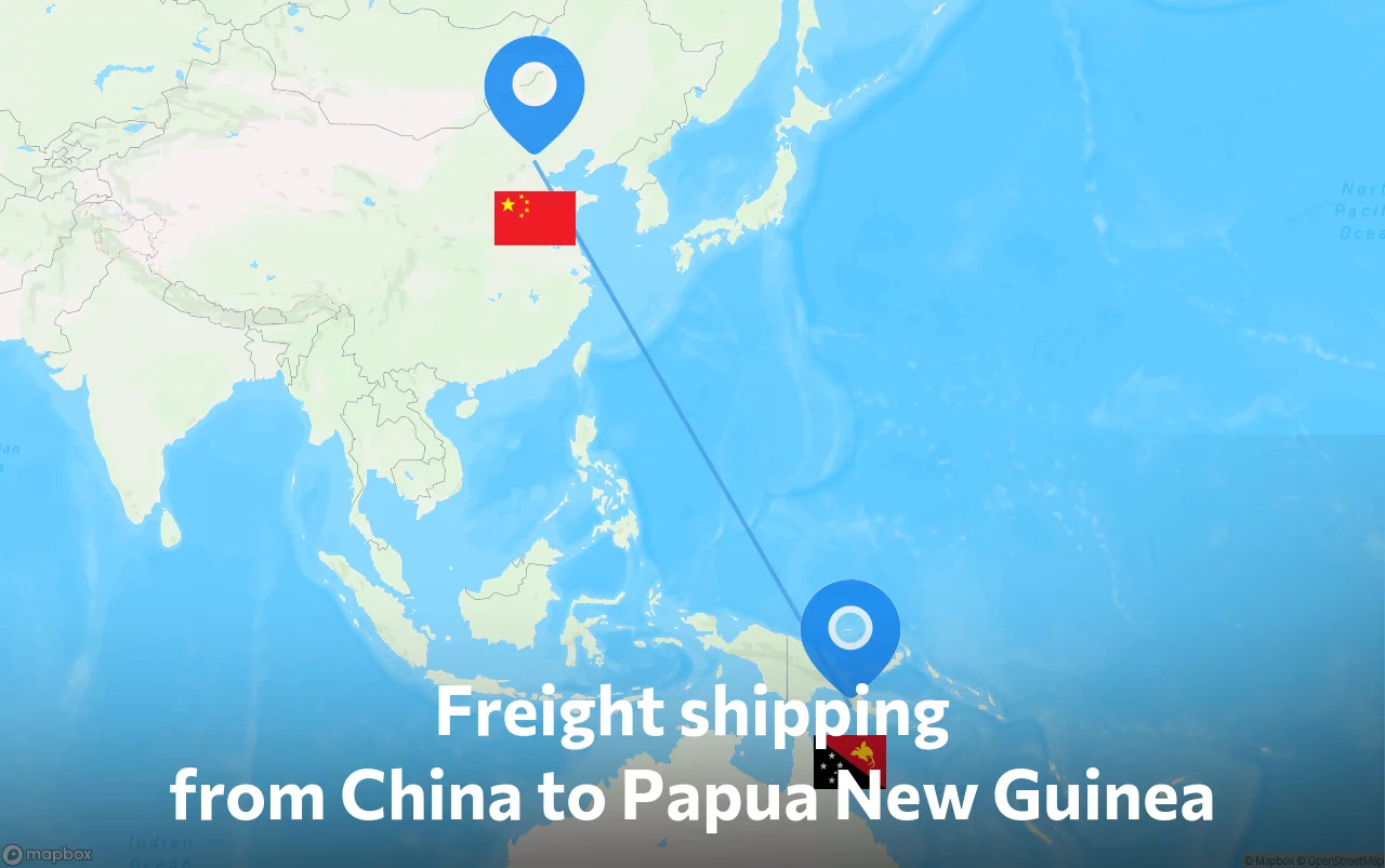 Shipping route from China to Papua New Guinea