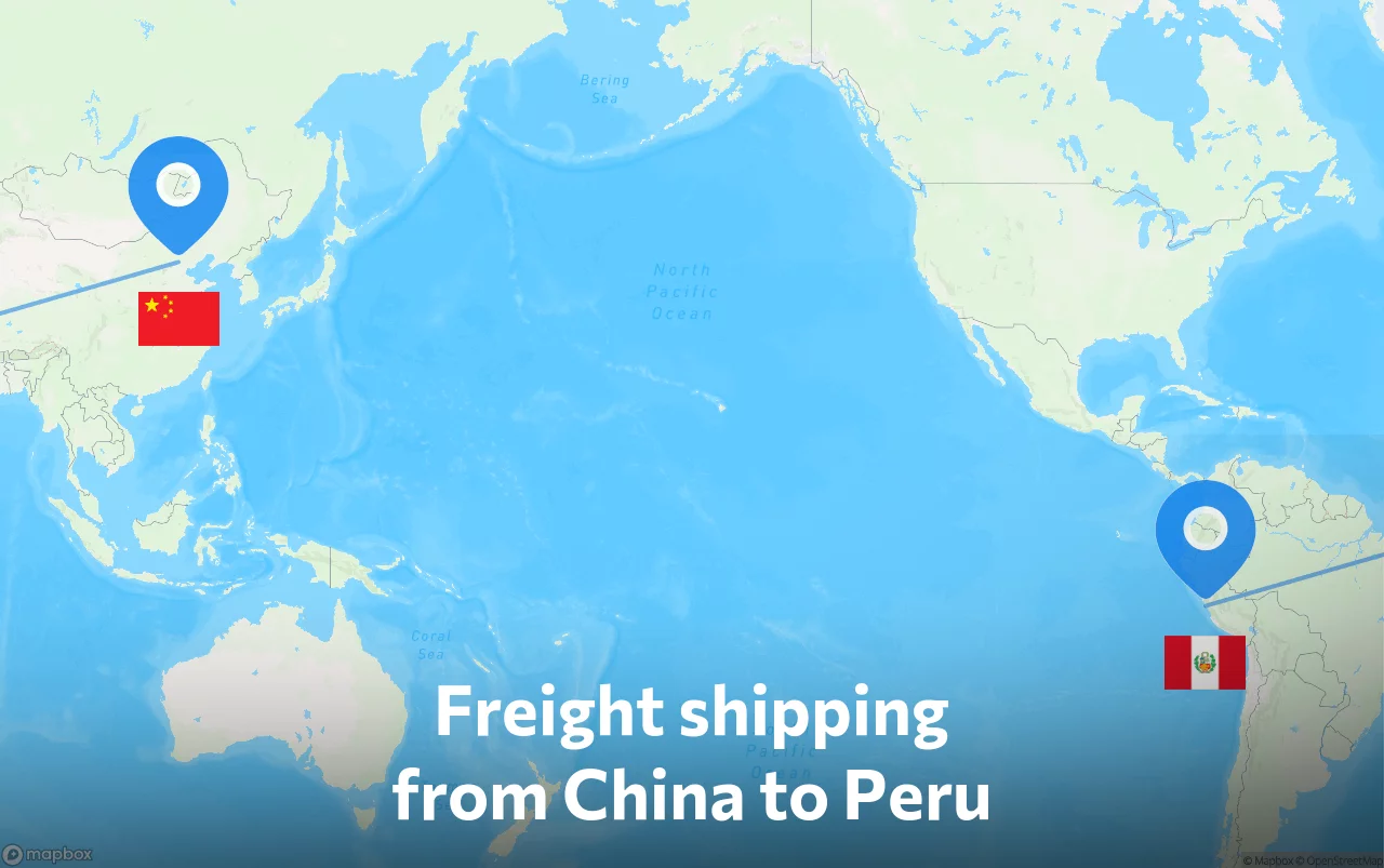 Shipping route from China to Peru